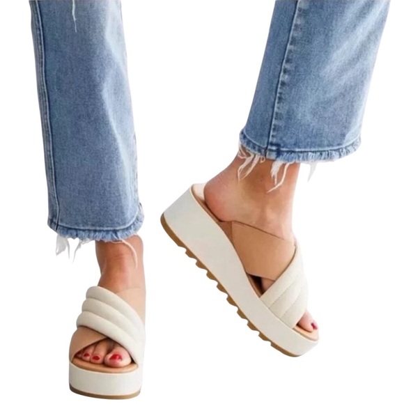 Sorel Women's Cameron Flatform Puff Mule Beige Cream Size 9.5 - Picture 16 of 16